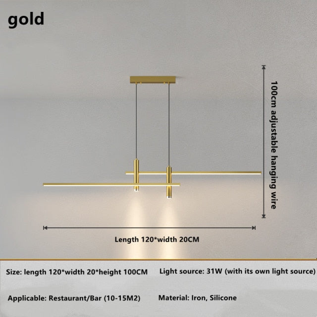 Ligne LED Suspension Light Marie Antonette Gold 120 cm (47.24") Gold frame With remote control
