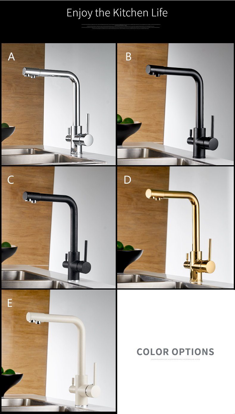 Filter Kitchen Faucets Deck Mounted Mixer Tap 360 Rotation with Water Purification Features Mixer Tap Crane For Kitchen WF-0175 Marie Antonette 