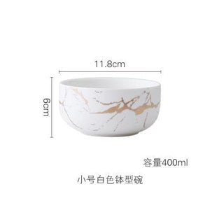 Best Gold Marble Glazes Ceramic Party Tableware Set Porcelain Breakfast Plates Dishes Noodle Bowl Coffee Mug Cup For Decoration Marie Antonette 400ml White Bowl 