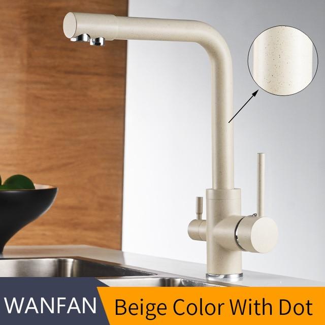 Filter Kitchen Faucets Deck Mounted Mixer Tap 360 Rotation with Water Purification Features Mixer Tap Crane For Kitchen WF-0175 Marie Antonette Beige color with dot China 