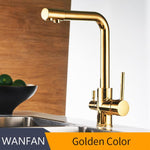 Filter Kitchen Faucets Deck Mounted Mixer Tap 360 Rotation with Water Purification Features Mixer Tap Crane For Kitchen WF-0175 Marie Antonette Golden China 