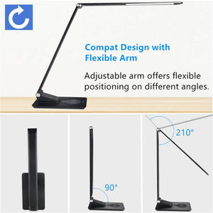 Desk Lamp with Wireless Charger,USB Charging,5 Brightness 3 Color,Adjustable Table Lamp for Office,Bedroom or Dorm,Black,7W Marie Antonette 