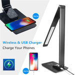 Desk Lamp with Wireless Charger,USB Charging,5 Brightness 3 Color,Adjustable Table Lamp for Office,Bedroom or Dorm,Black,7W Marie Antonette 