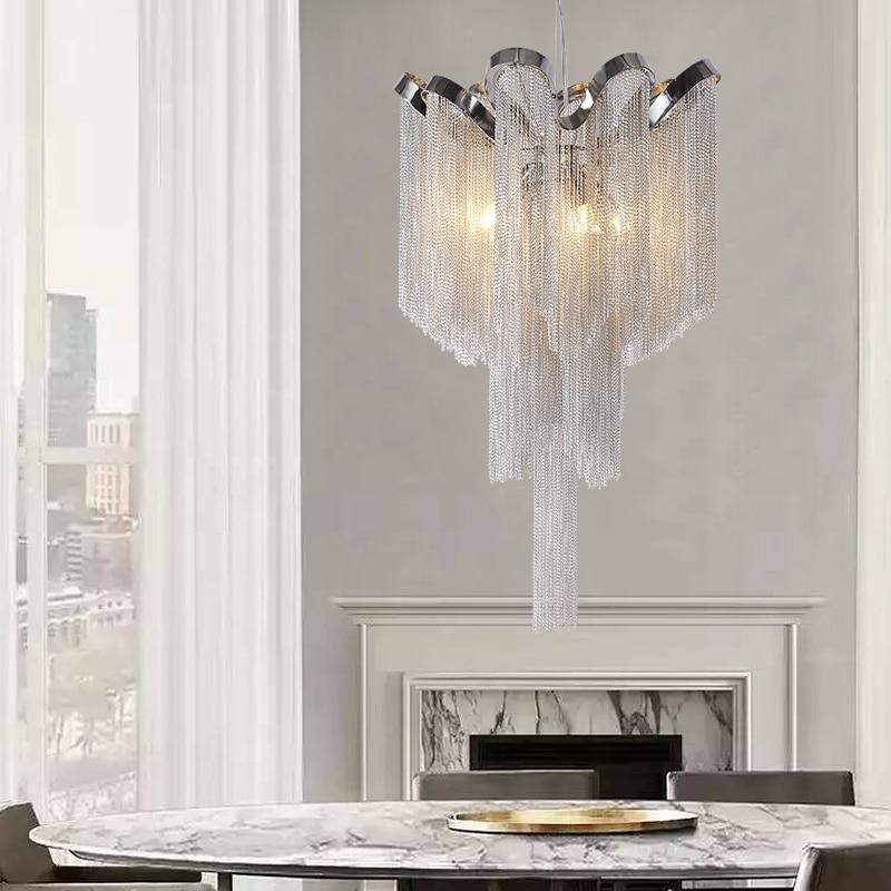 Classic Tassel Chandelier Light Fixture Aluminum Chian Suspension Lamp Hanging Lustre for Living room Dining room Hotel Project Marie Antonette 