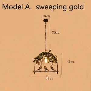 Whimsical Bird Cage Pendant Marie Antonette A Sweeping gold With 220V ST64 bulb 