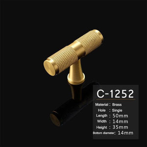 Gold Knurled/Textured simple kitchen cabinet knobs and handles Drawer Pulls Bedroom Knobs Brass T Bar Cabinet Hardware Marie Antonette C-1252 