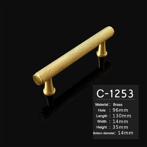 Gold Knurled/Textured simple kitchen cabinet knobs and handles Drawer Pulls Bedroom Knobs Brass T Bar Cabinet Hardware Marie Antonette C-1253-96 