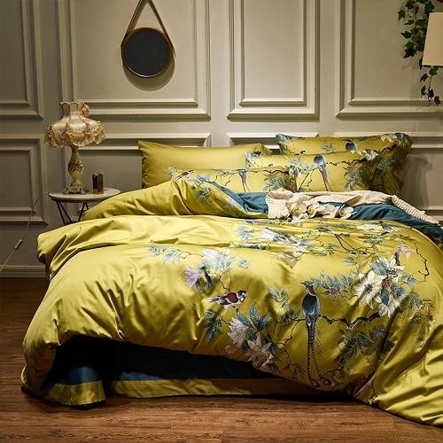 Elizabeth Chinoiserie Beddings Marie Antonette bedding set 1 Queen size 4pcs Flat sheet style