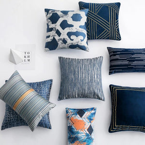 50x30/45x45cm luxury blue grey jacquard pillowcase cushion cover decorative sofa abstract geometric throw pillow cover backrest marie antonette 
