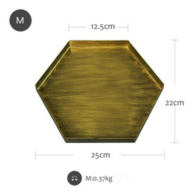 Nordic Geometric Gold Metal Trays Marie Antonette M-hexagon 